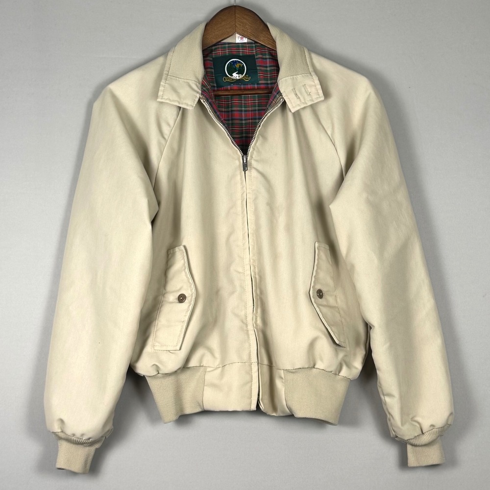 Ozark Trail Harrington Jacket Mens Small Tan Excellent Vintage Plaid Lined USA